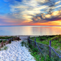 Path with beach fence on Cape Cod