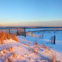 Snow covered beach on Cape Cod